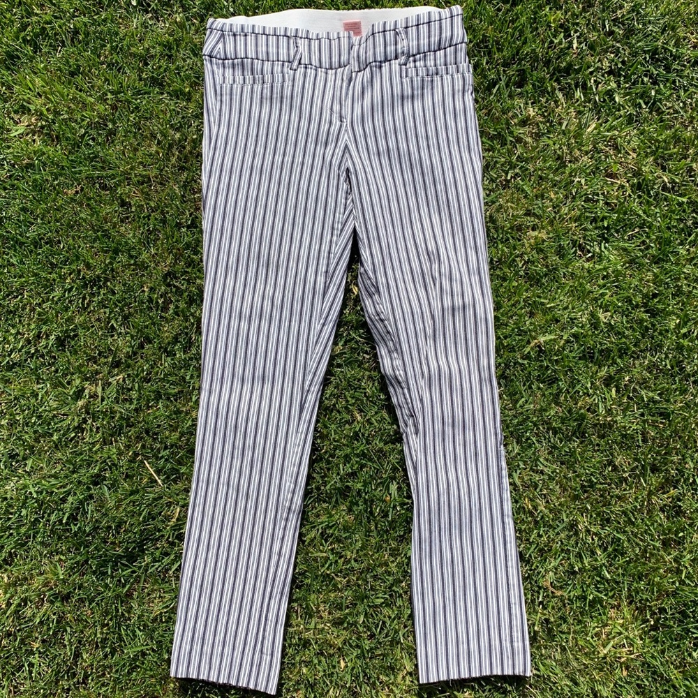 Black and white striped work pants